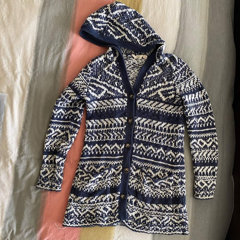 Lucky Brand fair isle button down sweater cardigan size S